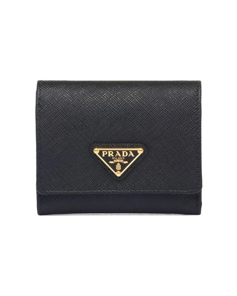 Prada Portemonnaie mit Logo-Schild - Schwarz Schwarz