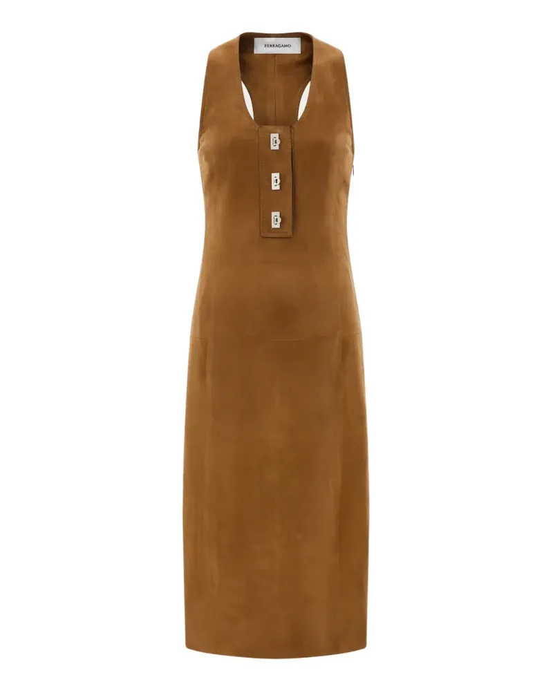 Ferragamo racer back dress with Hug buckle detail - Nude Nude