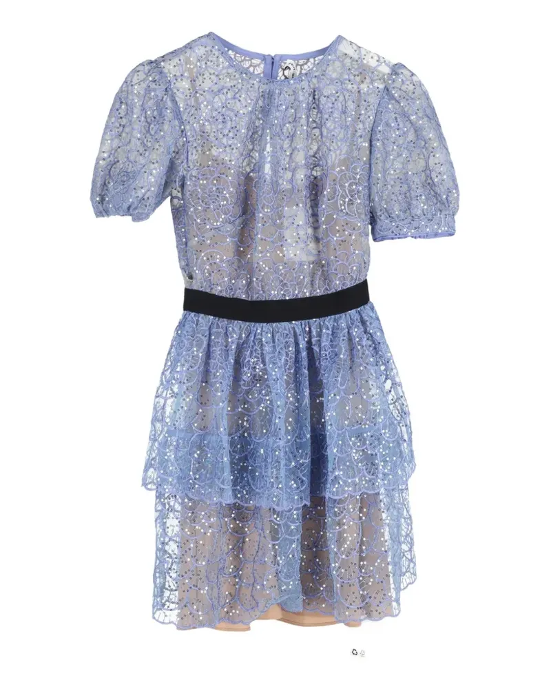Self-Portrait lace sequined mini dress - Blau Blau