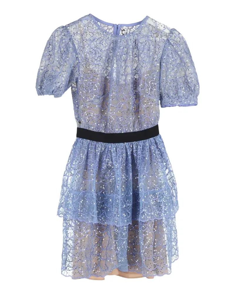 Self-Portrait lace sequined mini dress - Blau Blau