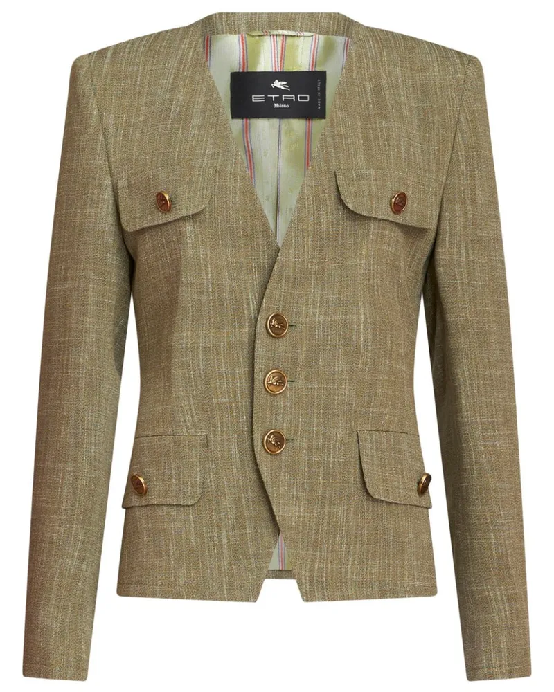 Etro Einreihiges Sakko mit Slub-Effekt - Grün Grün