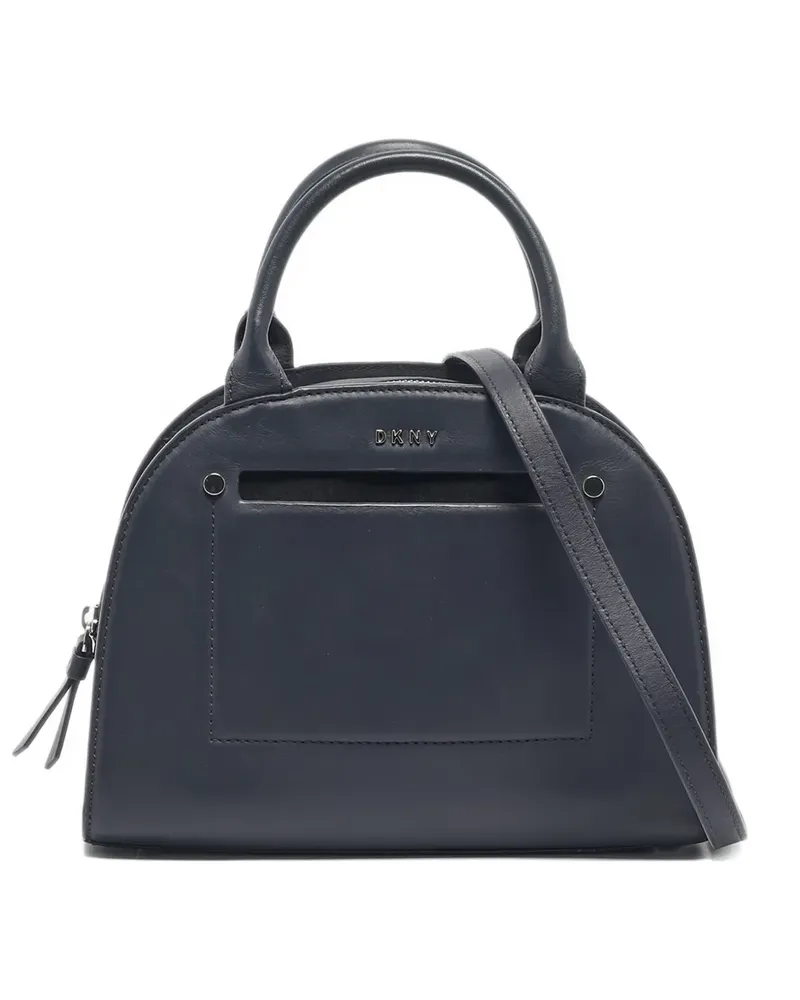 DKNY leather logo-detail tote bag - Blau Blau