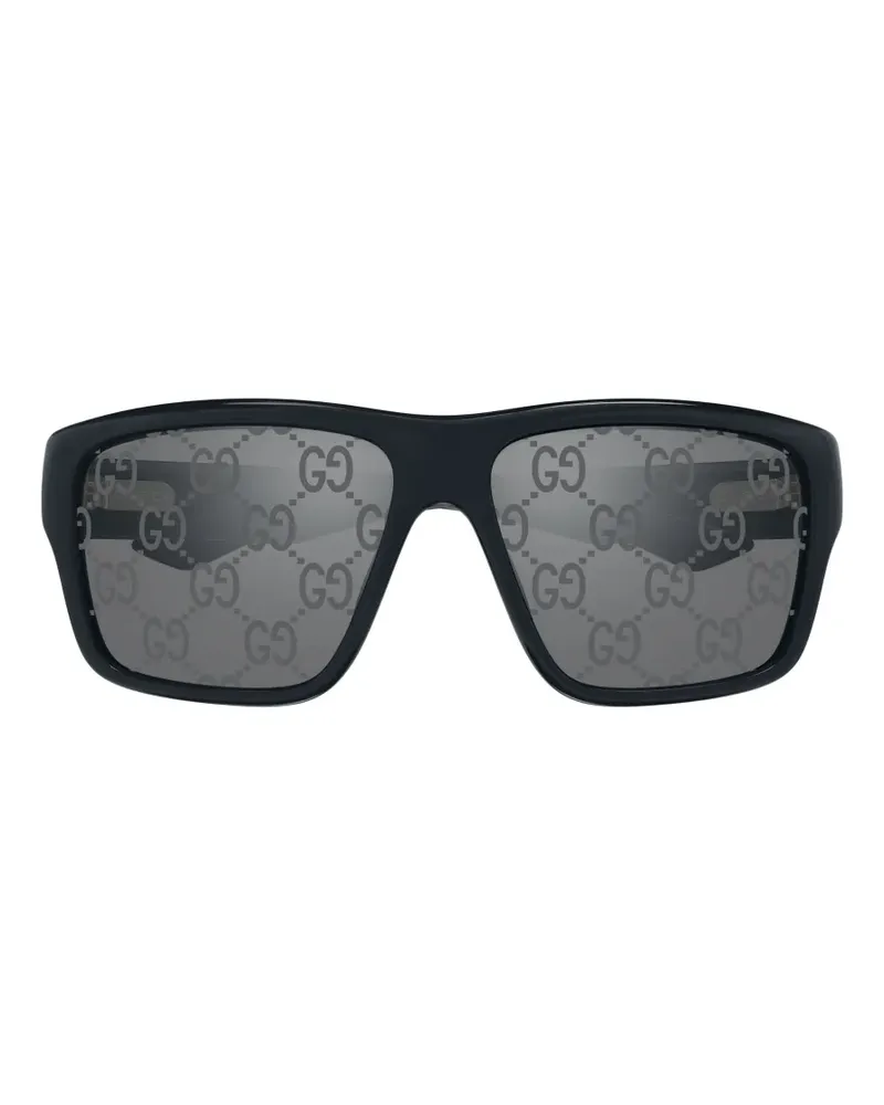 Gucci GG Sonnenbrille mit Monogrammmuster und eckigem Gestell - Blau Blau