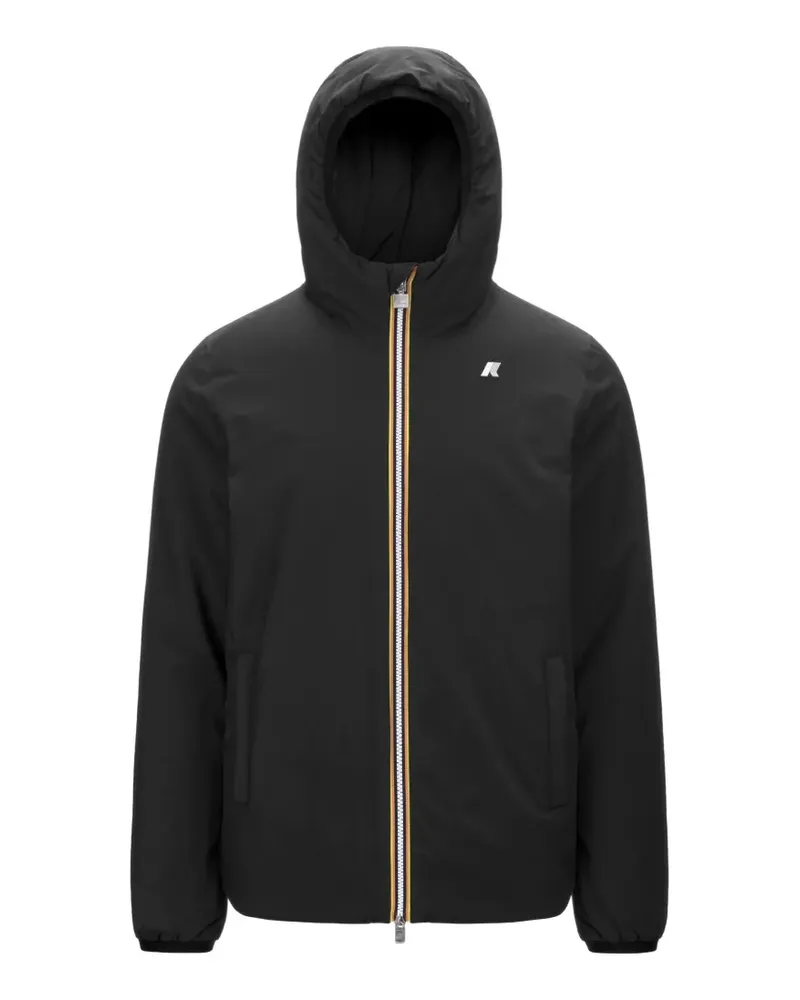 K-Way logo-patch hooded jacket - Schwarz Schwarz