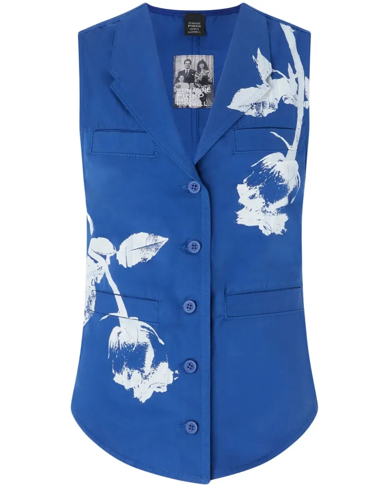 Pinko Weste mit Blumen - Blau Blau