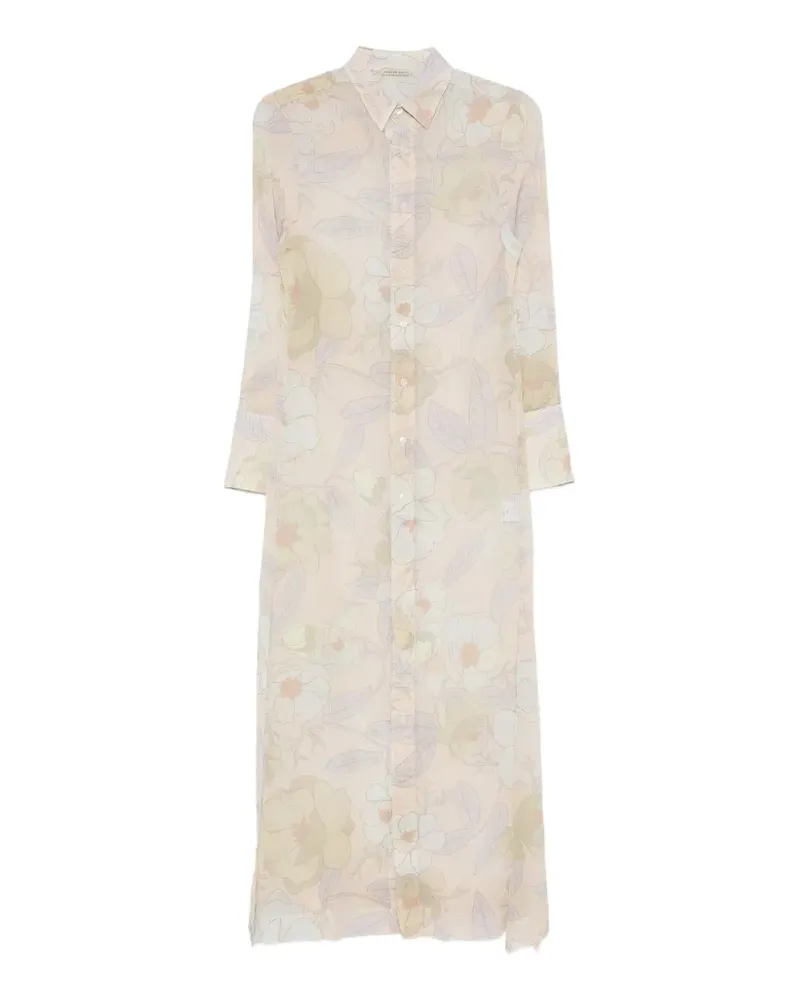 Faliero Sarti floral-print long-sleeve shirt midi dress - Rosa Rosa