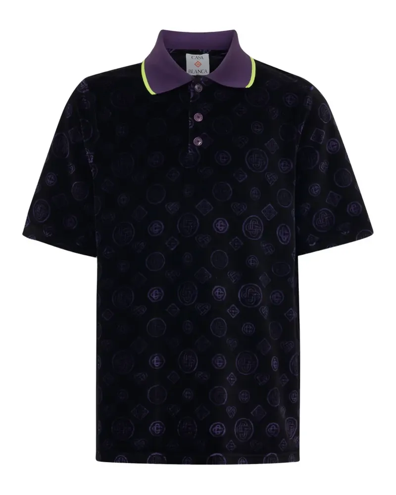 Casablanca Paris monogram-pattern polo shirt - Schwarz Schwarz