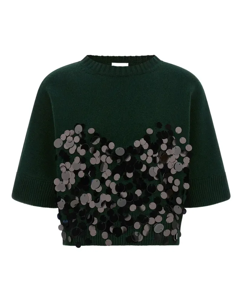 NUDE Pullover mit Pailletten - Grün Grün