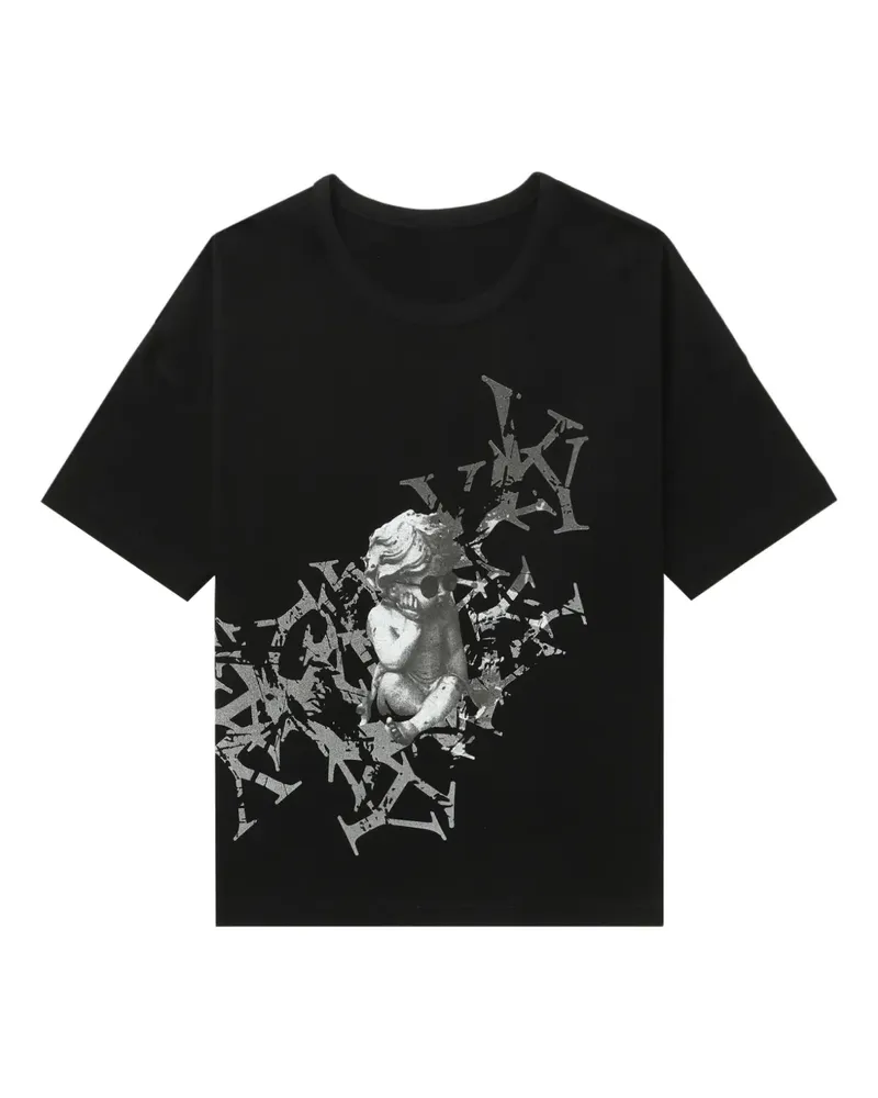 Yohji Yamamoto T-Shirt mit Engel-Print - Schwarz Schwarz