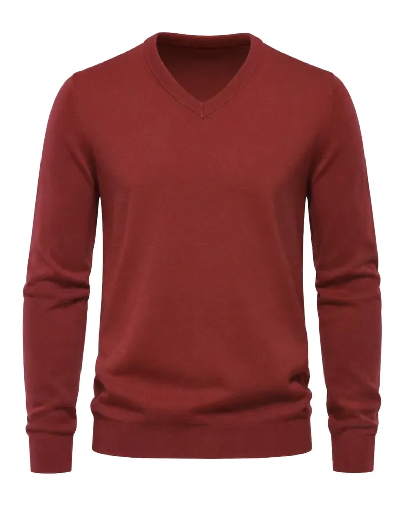 Malo Leichter Pullover mit V-Ausschnitt - Rot Rot