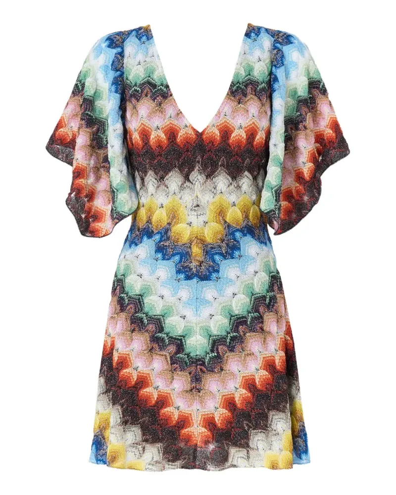Missoni V-Ausschnitt-Minikleid mit Zickzackmuster - Blau Blau
