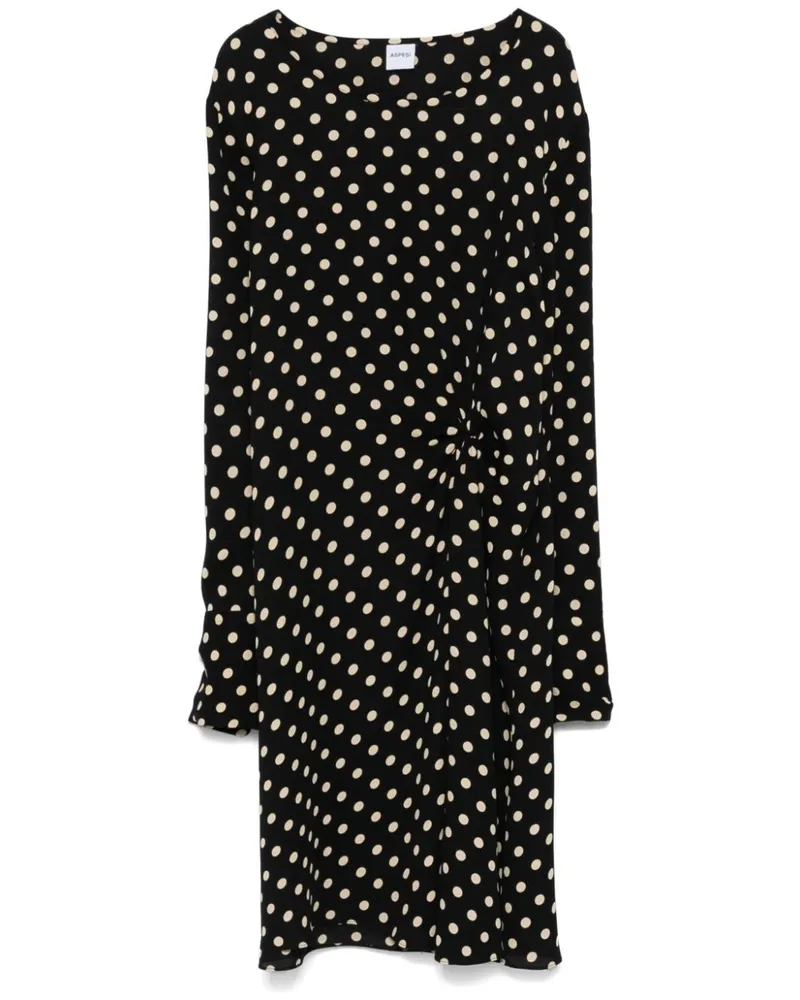 ASPESI Midikleid mit Polka Dots - Schwarz Schwarz