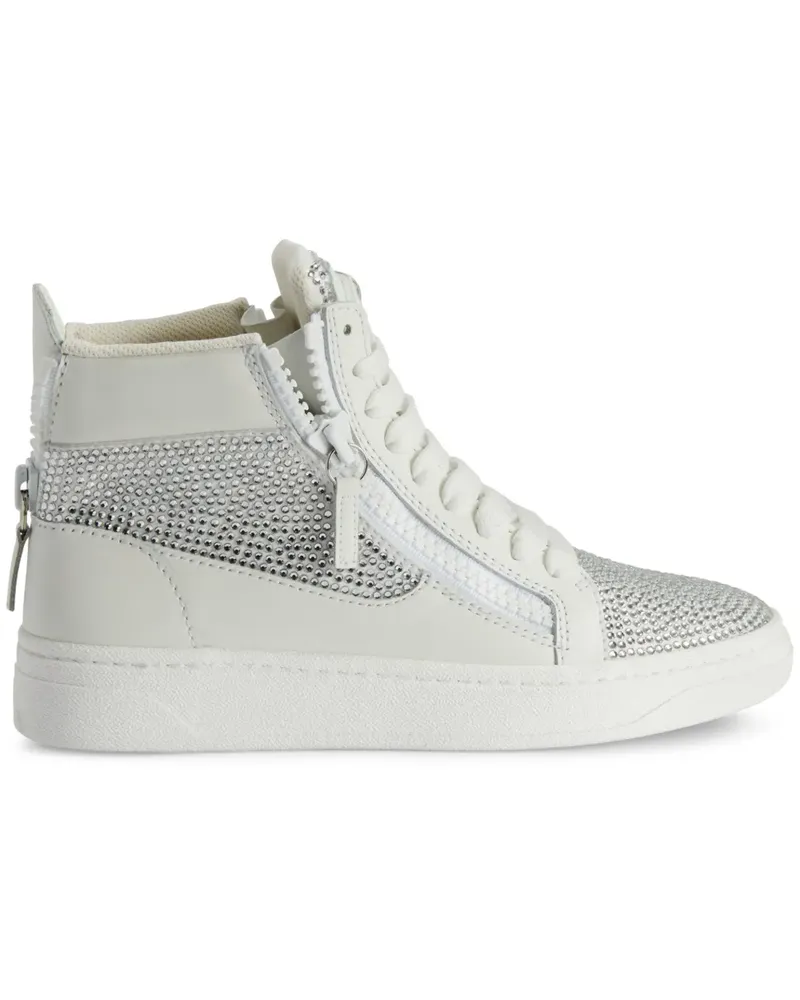 Giuseppe Zanotti High-Top-Sneakers mit Kristallen - Weiß Weiß