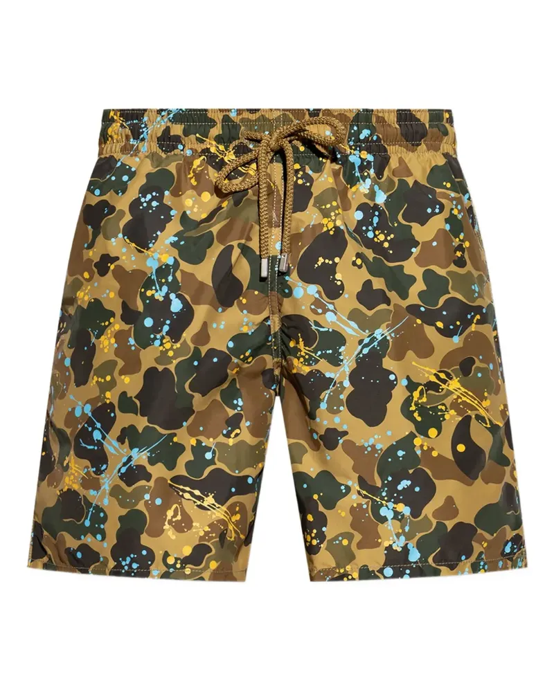 Palm Angels x Vilebrequin Badeshorts mit Farbklecks-Print - Braun Braun