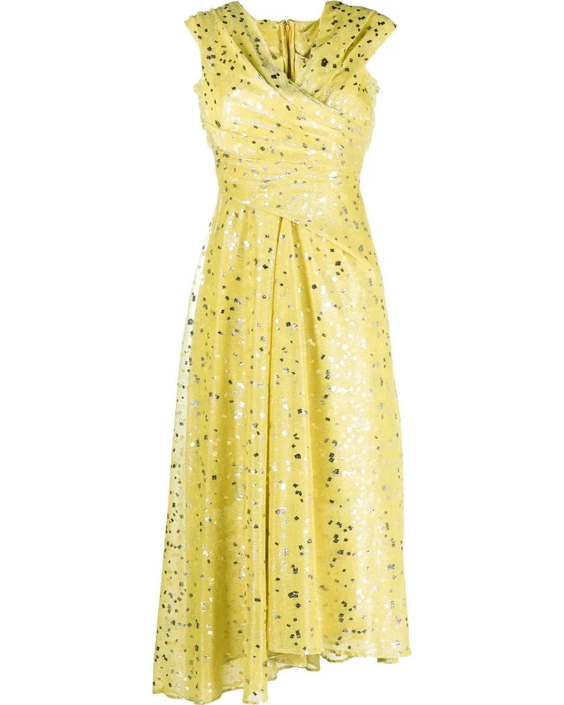 Talbot Runhof Schulterfreies Midikleid - Gelb Gelb