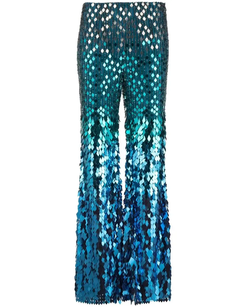Alberta Ferretti Schlaghose mit Pailletten - Blau Blau