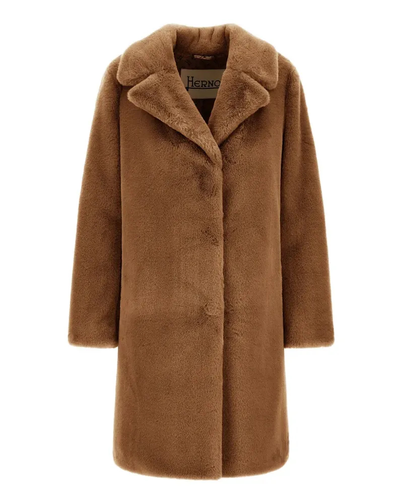 Herno Mantel aus Faux Fur mit Reverskragen - Braun Braun