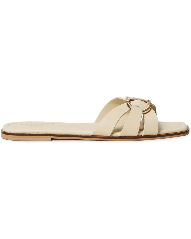 Twin-Set Pantoletten mit Logo-Schnalle - Nude Nude