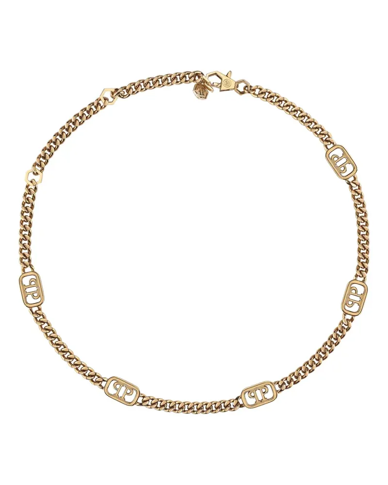 Philipp Plein Lettering logo-chain necklace - Gold Gold