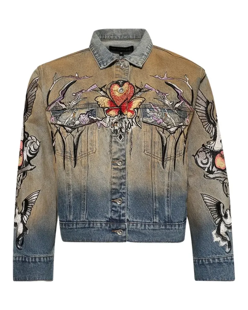 WHO DECIDES WAR Dove Trucker-Jacke mit Stickerei - Blau Blau