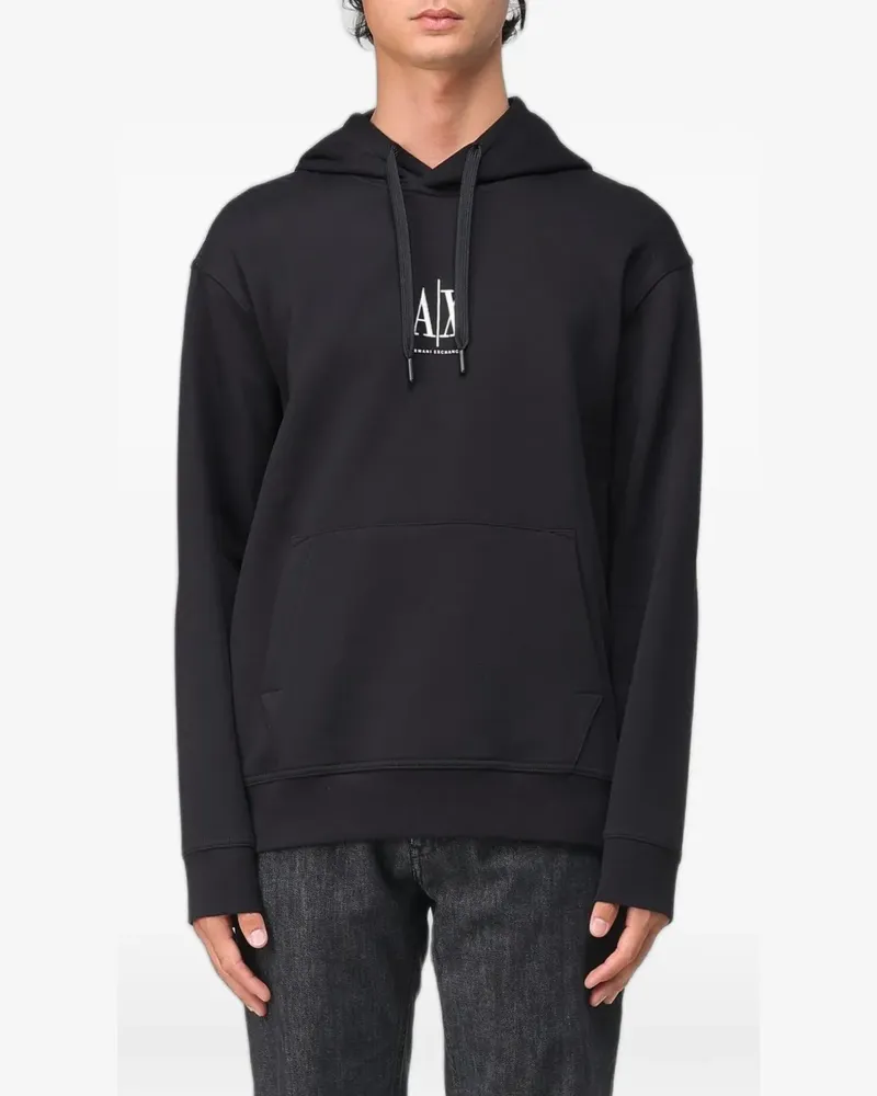 Emporio Armani logo-print drawstring hoodie - Schwarz Schwarz