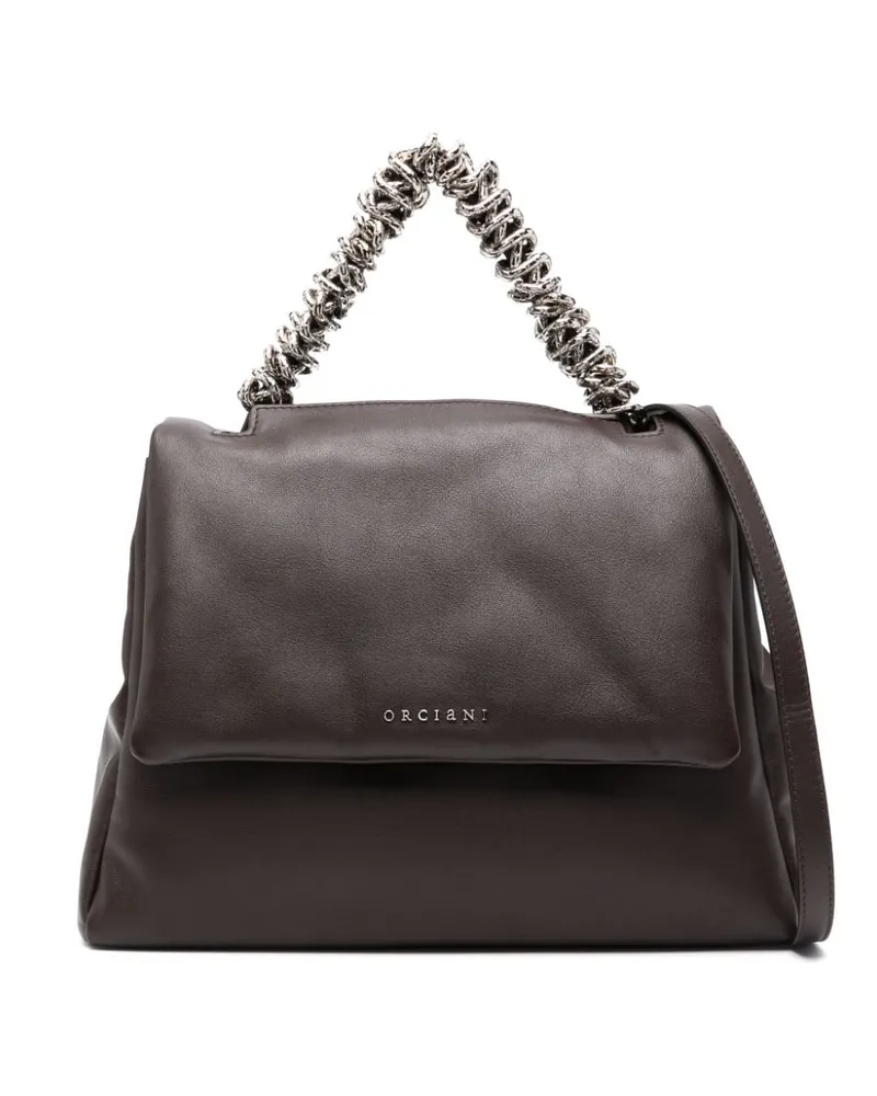 Orciani Handtasche mit Zierkette - Braun Braun