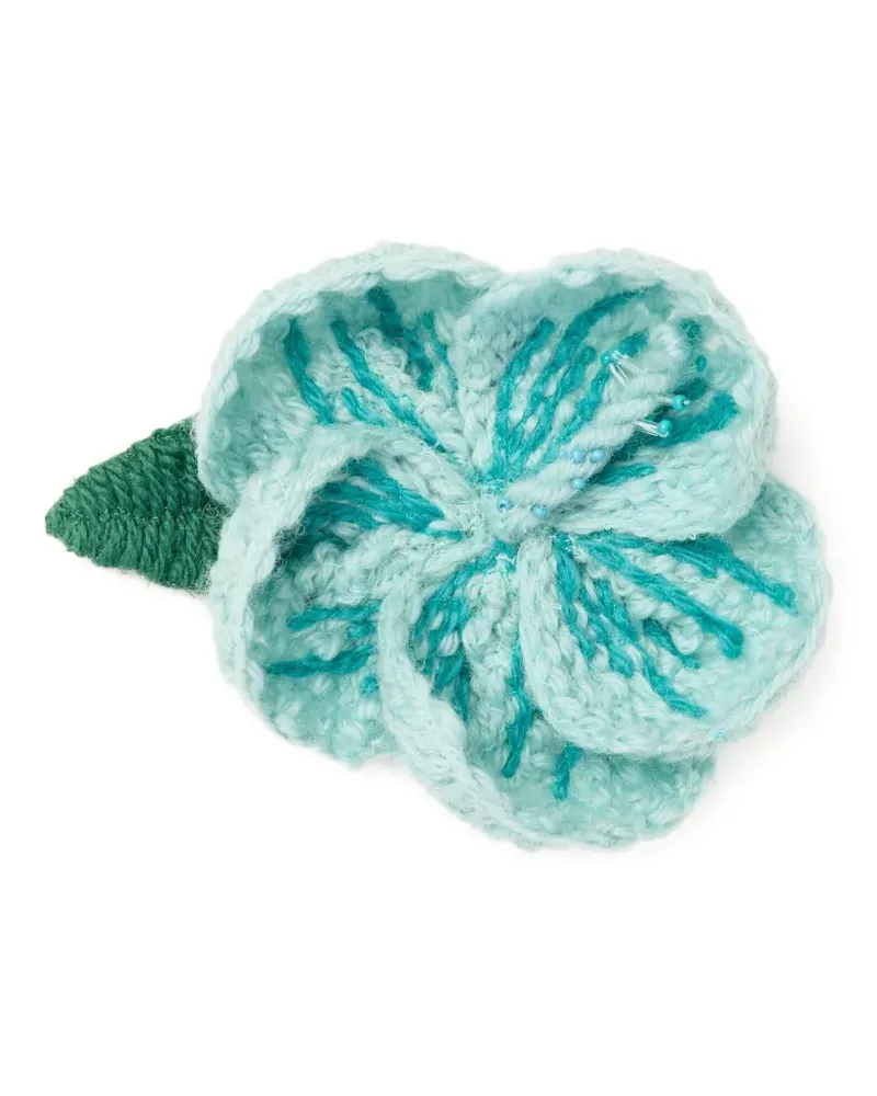 Alanui Bestickte Hibiskus Brosche - Grün Grün