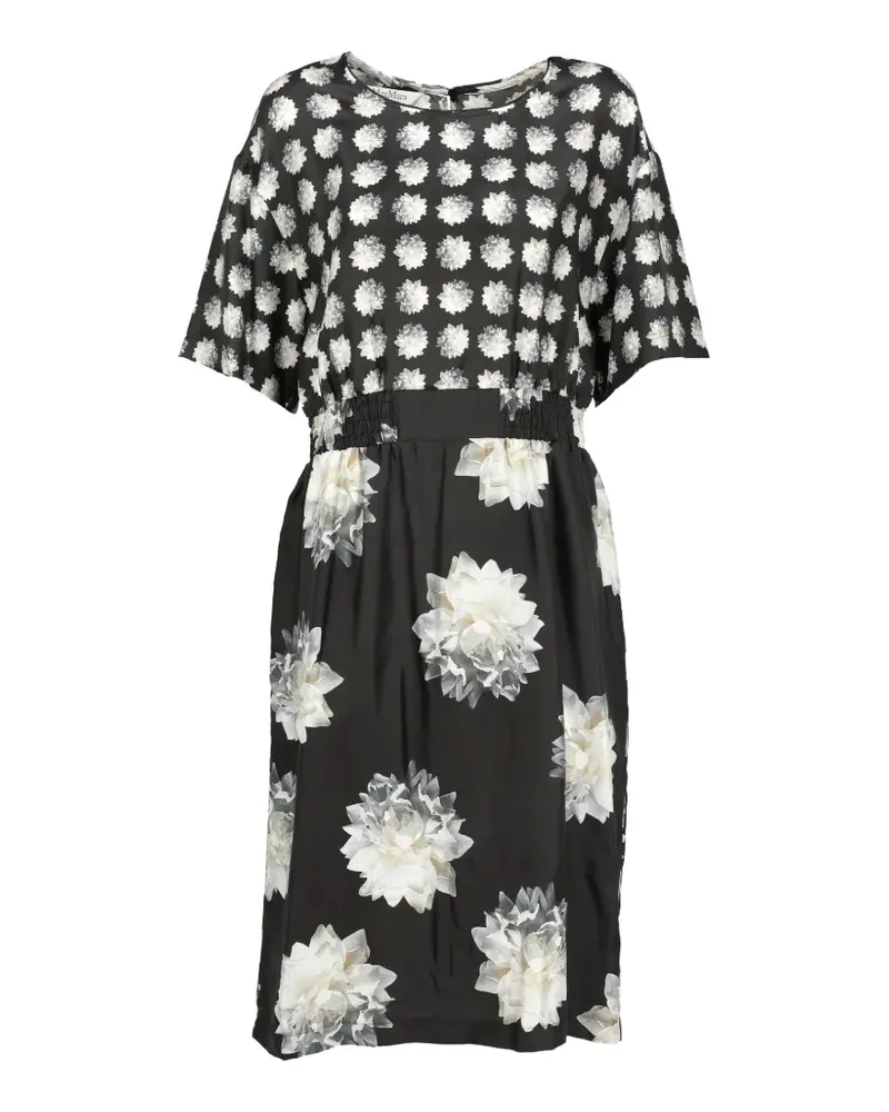 Max Mara Kleid mit Blumenprint - Schwarz Schwarz