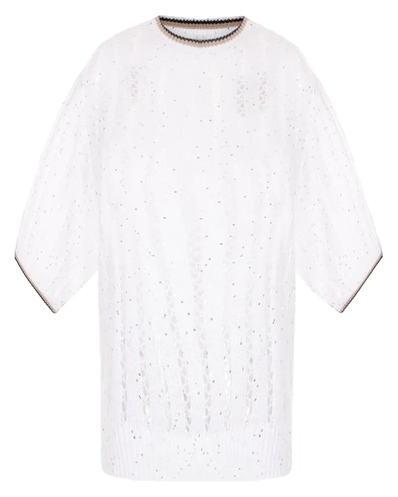 Brunello Cucinelli Gerippter Pullover - Weiß Weiß