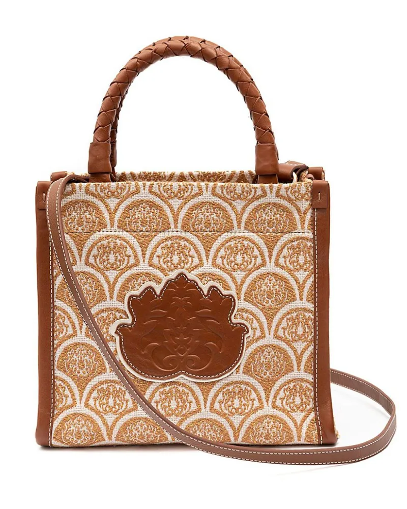ISLA Sirena Schultertasche mit Jacquard-Print - Braun Braun