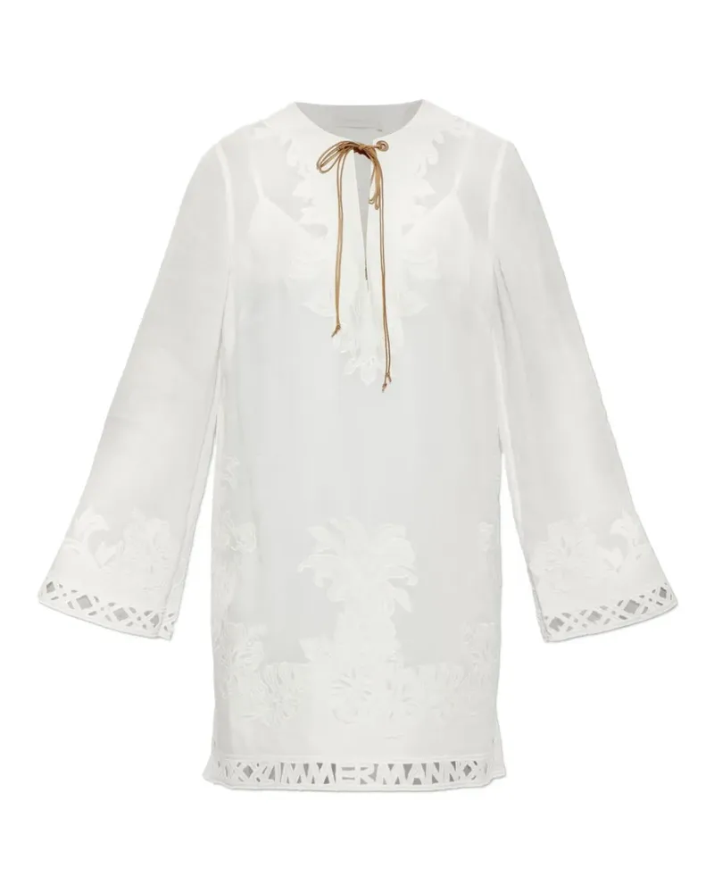 Zimmermann Indra floral-embroidered mini dress - Weiß Weiß