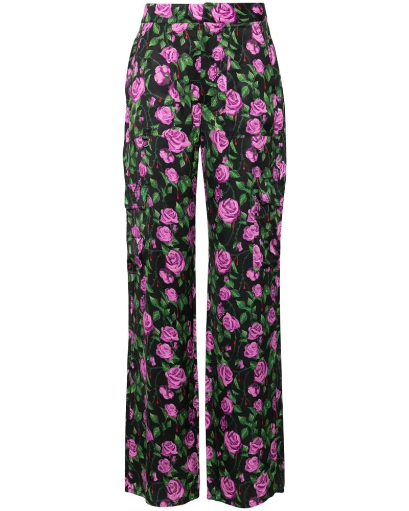 Chiara Ferragni Hose mit Blumen-Print Schwarz