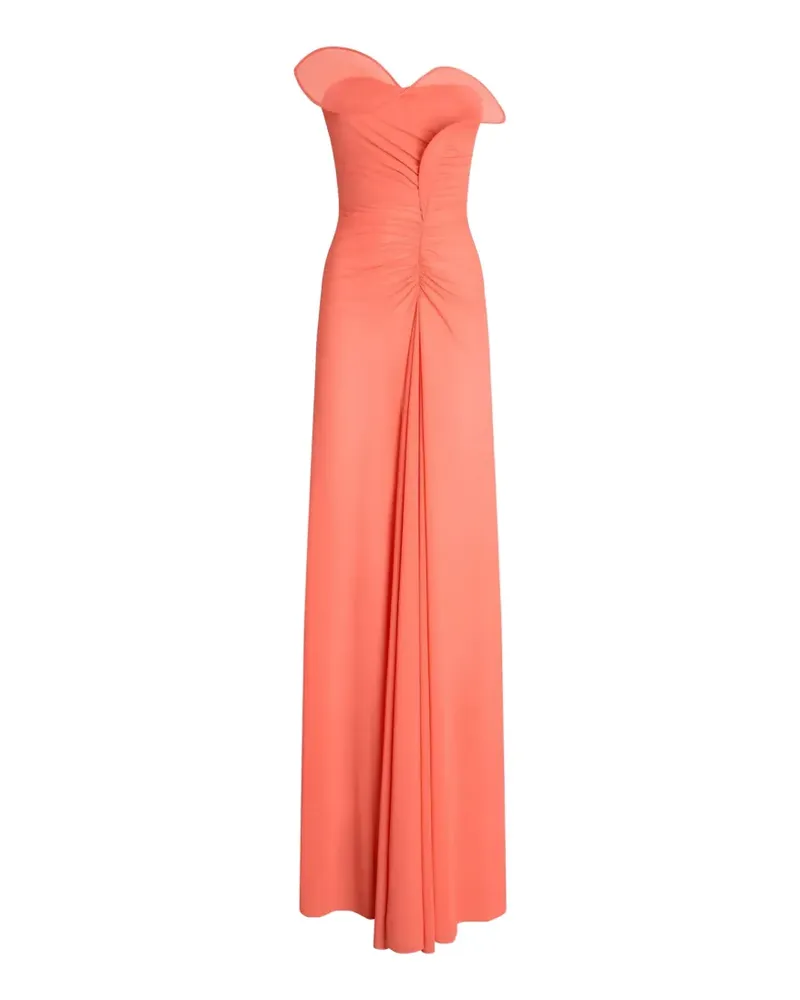 Genny gathered strapless dress - Orange Orange