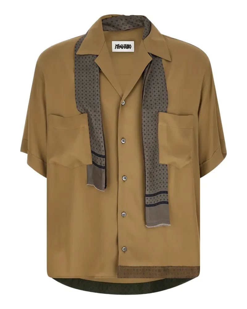 Magliano Pasolini Ascot-collar bowling shirt - Nude Nude