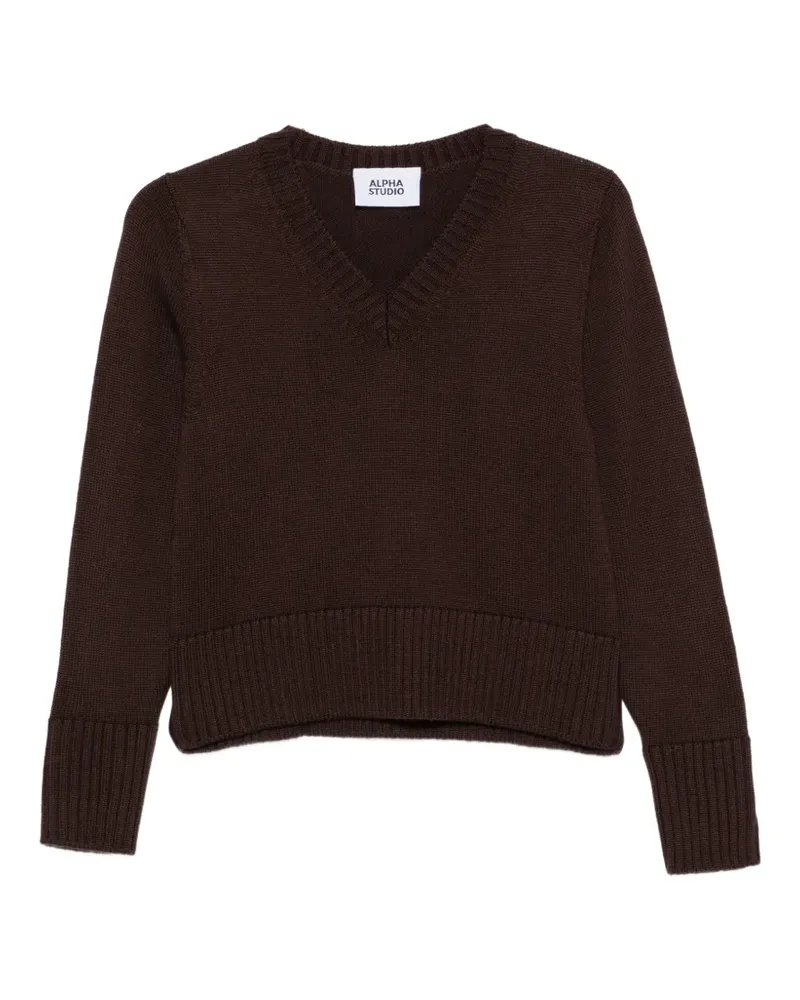 Alpha Studio Pullover mit geripptem Saum - Braun Braun