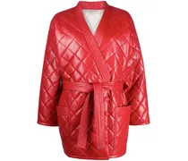quilted front tie coat - Rot