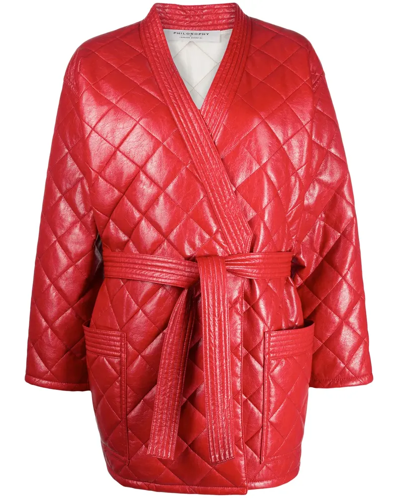Philosophy Di Lorenzo Serafini quilted front tie coat - Rot Rot