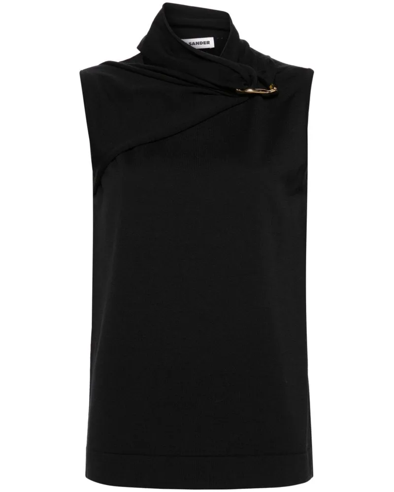 Jil Sander Gestrickte Mütze mit Beschlägen - Schwarz Schwarz