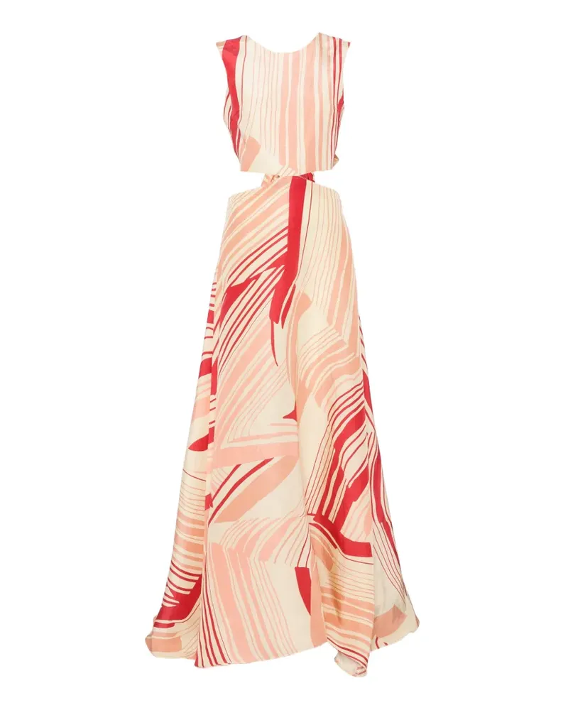 Raquel Diniz Bali abstract-print cutout maxi dress - Orange Orange