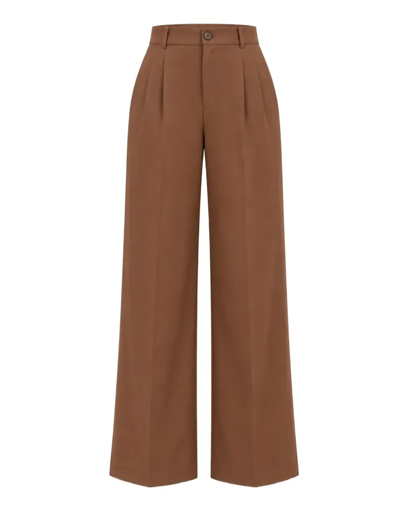 Max Mara Wide-Leg-Hose mit Bundfalten - Braun Braun