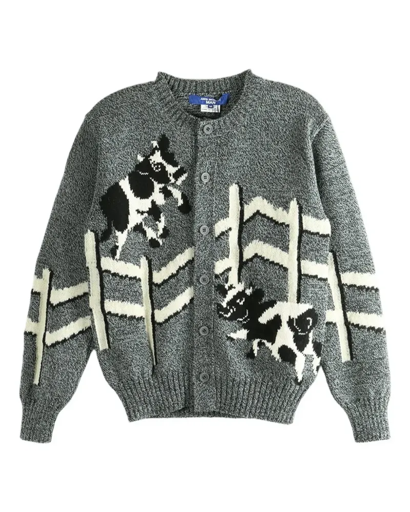 Junya Watanabe Cardigan mit Kuh-Print - Grau Grau