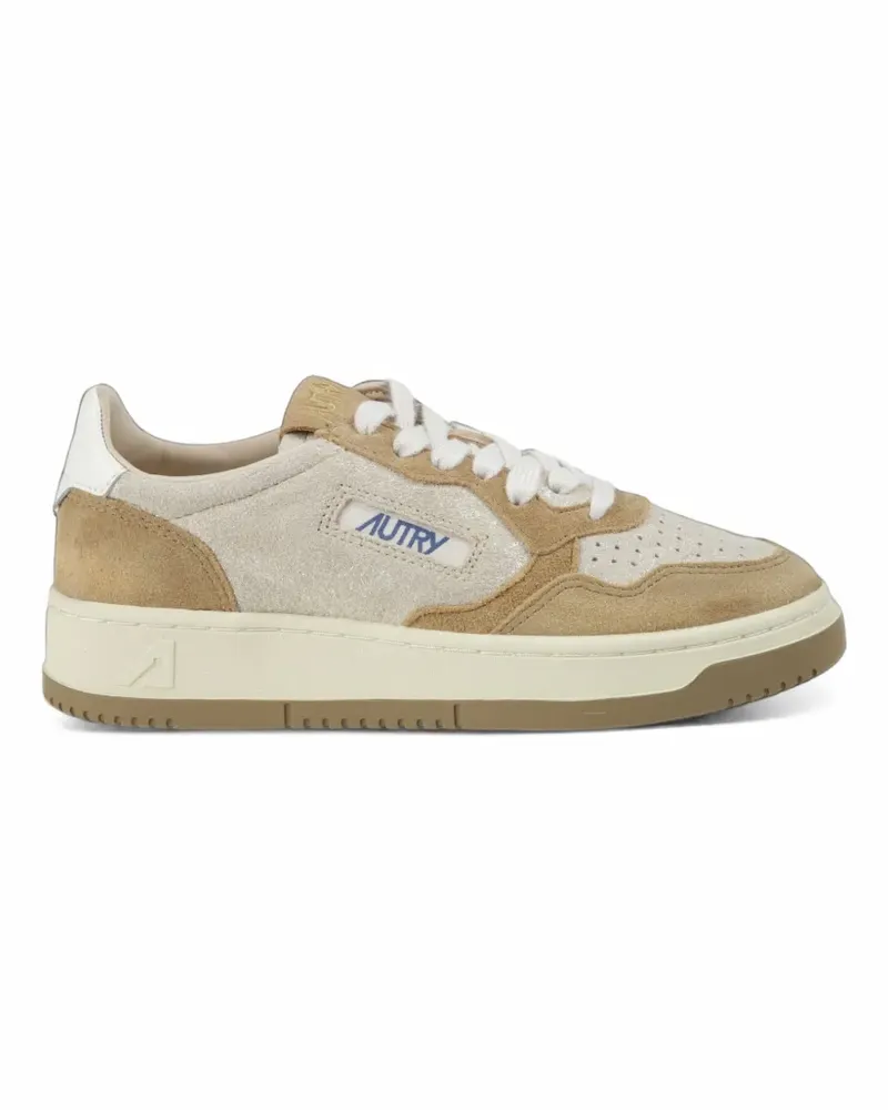 AUTRY Medalist Low Sneakers aus Platin und beigem Sugar Wildleder - Gold Gold
