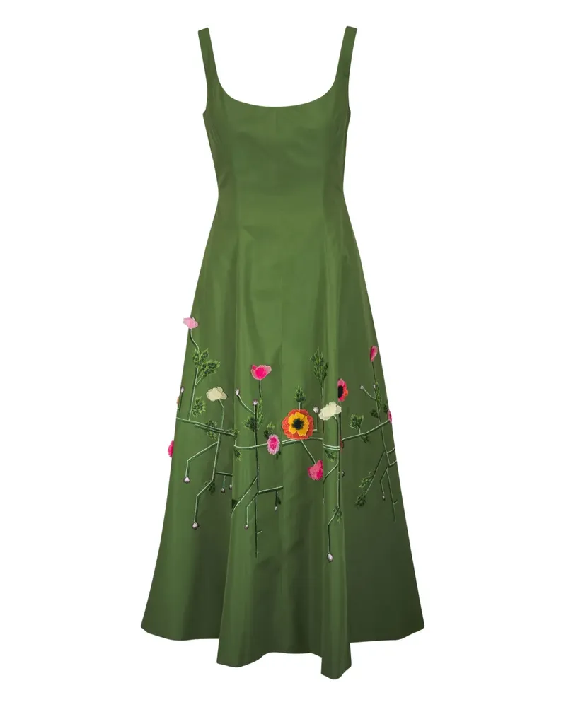 Lela Rose Maxikleid mit Blumenstickerei - Grün Grün
