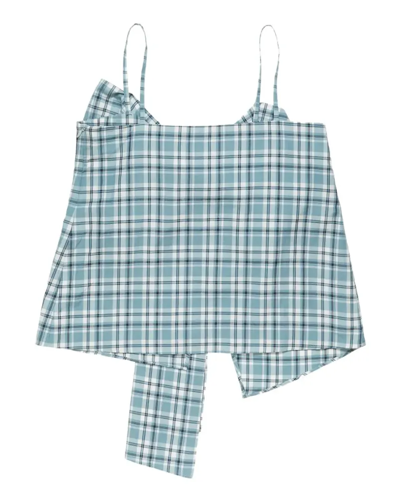Acne Studios bow-detailed checked top - Blau Blau