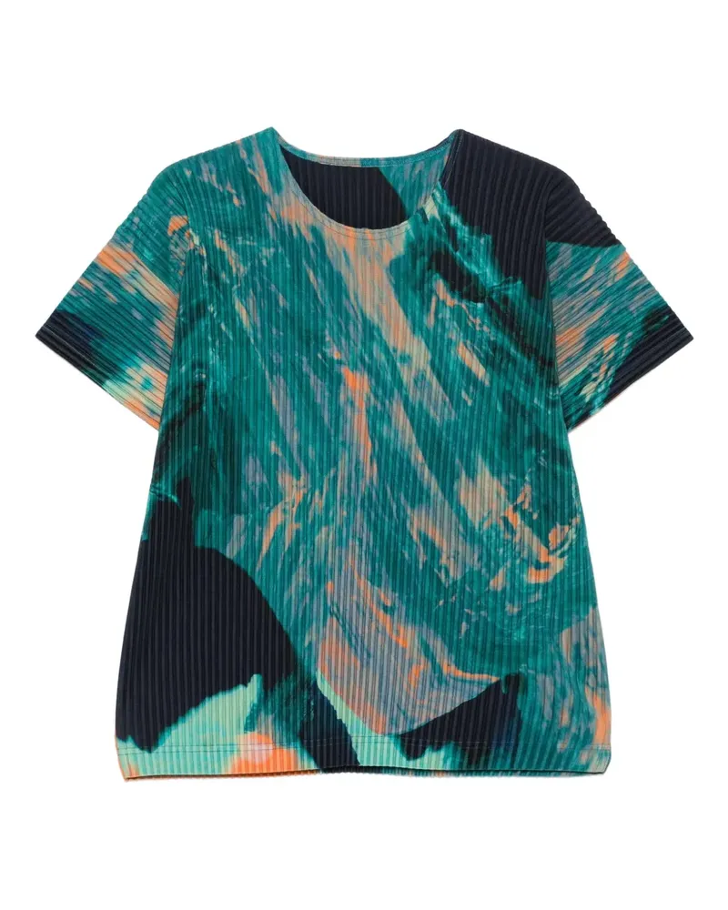 Issey Miyake Falten-T-Shirt mit Achat-Print - Grün Grün