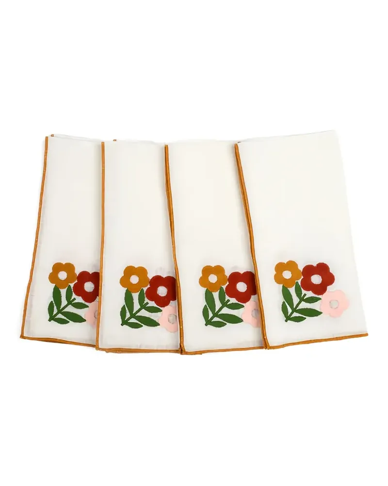 Misette floral-embroidered napkins (set of four) - Weiß Weiß
