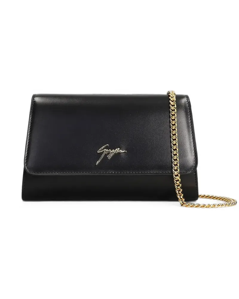 Giuseppe Zanotti Clutch mit Logo-Schild - Schwarz Schwarz