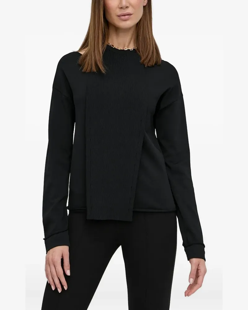 Liviana Conti Sweatshirt mit geripptem Einsatz - Schwarz Schwarz