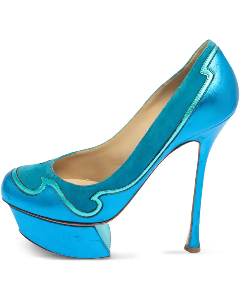 Nicholas Kirkwood Plateau-Pumps mit Wildledereinsätzen 135mm - Blau Blau