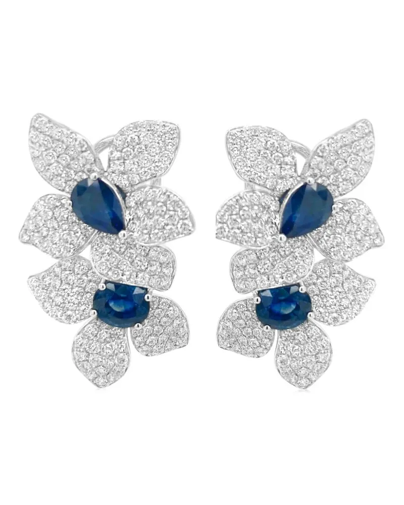HYT Jewelry 18kt Weißgoldohrclips mit Diamanten und Saphir - Blau Blau